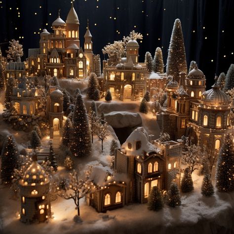 Neutral Christmas Village Display, Fairy Christmas Village, Aesthetic Christmas Village, Minimalist Christmas Village, Christmas Village Ornaments, Victorian Christmas Village, Christmas Village Inspiration, Scandinavian Christmas Village, Christmas Mini Village