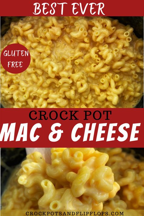 Gluten Free Mac And Cheese Recipe, Crockpot Sides, Slow Cooker Macaroni And Cheese, Christmas Crockpot, Slow Cooker Macaroni, Slow Cooker Mac And Cheese, Crockpot Mac N Cheese Recipe, Easy Mac N Cheese Recipe, Gluten Free Mac And Cheese