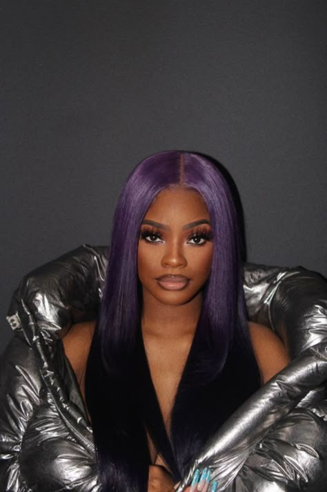 Dark Purple Wig, Deep Purple Hair, Auburn Wig, Burgundy Wig, Girl With Purple Hair, Burgundy Hair Color, Colorful Wigs, High Fashion Hair, Dark Purple Hair