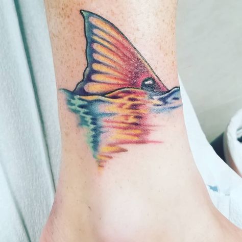 Redfish Tail Tattoo, Red Drum Fish Tattoo, Reef Fish Tattoo, Redfish Tattoo, Red Fish Tattoo, Fishing Tattoos, Ink Poisoning, Tattoo Fly, Tail Tattoo