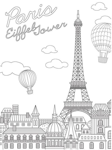 Eiffel Tower Drawing, Sewing Photography, Easy Coloring Pages, School Photography, Mermaid Coloring, House Drawing, Coloring Book Art, Art Plastique, Free Coloring Pages