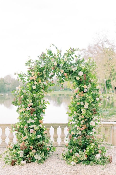 Orange Gown, Wedding Edit, Floral Arch Wedding, French Wedding Style, Wedding Backdrop Design, Arch Wedding, French Flowers, Wedding Ceremony Flowers, Wedding Flower Inspiration