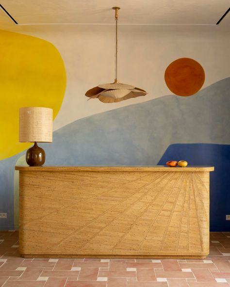 La florentina | Projects | India Mahdavi Minimalist Lighting Design, Colors In Nature, India Mahdavi, Beach Mural, Interior Murals, Interiors Photography, Modern Mural, Retro Minimalist, Wall Murals Painted