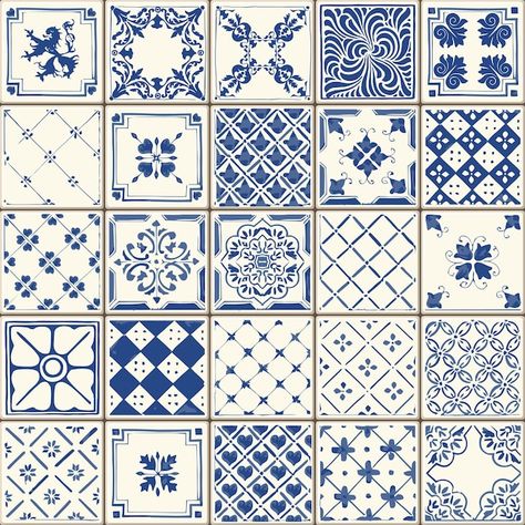 Ceramic Tile Art, Portuguese Tiles, Temporary Wallpaper, Tile Decals, Traditional Ceramics, Sunset Canvas, Illustration Vintage, Blue Tiles, White Tiles