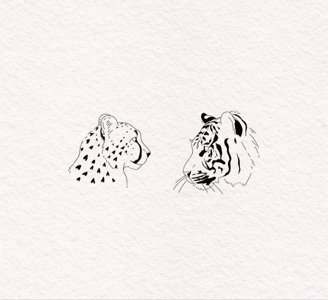 Simple Big Cat Tattoo, Tiger And Cheetah Tattoo, Tiger Dotwork Tattoo, Cheetah Tattoo Fine Line, Cheetah Line Tattoo, Tiger Tattoo Small Simple, Fine Line Cheetah Tattoo, Simple Cheetah Tattoo, Fine Line Tattoo Animal