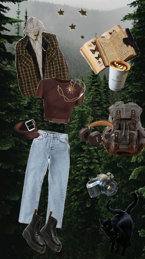 My idea of the perfect outfit for fall season, adventures in the woods and coffee time during rainy days Rainy Day Outfit Grunge, Outfit For Rainy Day, Grunge Fall Outfits, Outfit Grunge, Outfit For Fall, My Idea, Rainy Day Outfit, Soft Grunge, In The Woods