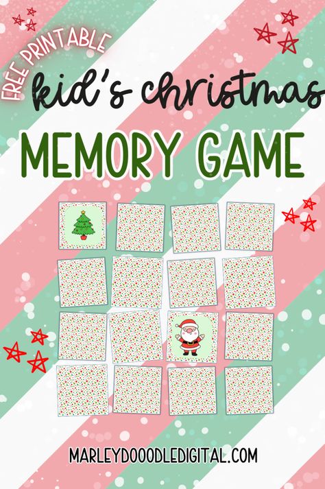 Make the holiday season even more fun with this free printable Christmas memory matching game! With 24 colorful cards, this game is perfect for preschoolers and young children. Great for holiday parties, school activities, or quiet time at home, this printable game will keep kids entertained while boosting their memory skills. Download and play today! Easy Christmas Games For Preschoolers, Christmas Activities Preschool Games, Classroom Christmas Games, Christmas Memory Game, Christmas Game For Kids, Preschool Christmas Games, Free Christmas Games, Christmas Tree Game, Christmas Party Decorations Diy