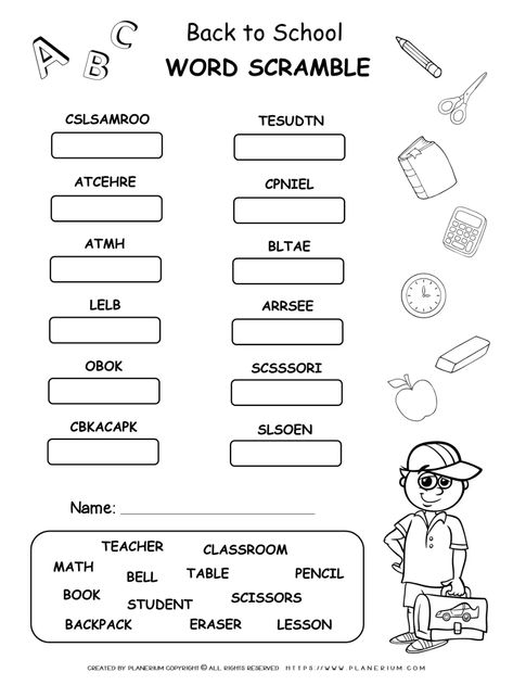 Free Teacher Resources Printables, 2nd Grade Back To School, Word Puzzles For Kids, Teacher Games, First Grade Words, Back To School Worksheets, Scramble Words, Teacher Activities, Elementary School Classroom