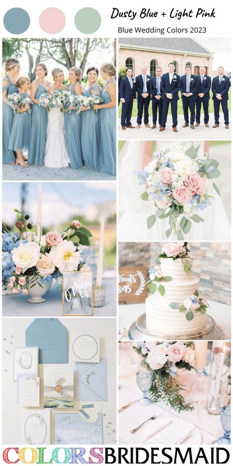 Wedding Color Schemes Blue, Wedding Theme Color Schemes, Blue And Blush Wedding, Blush Wedding Colors, Wedding Color Scheme, Dusty Pink Weddings, Two Is Better Than One, Pink Wedding Colors, Rose Quartz Serenity