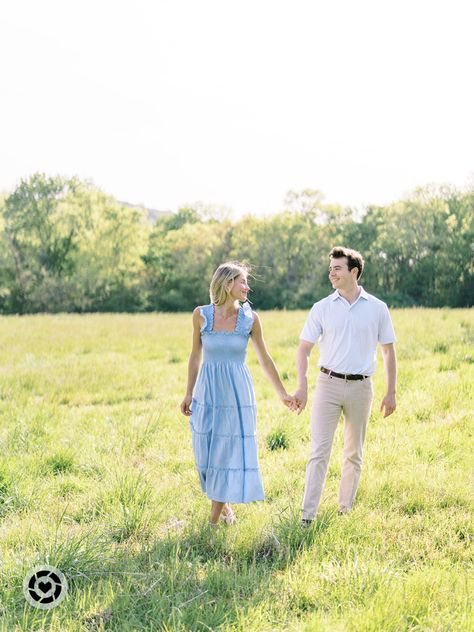 Blue Engagement Outfits, Engagement Pictures Blue Dress, Engagement Photos Outfits Blue Dress, Light Blue Dress Engagement Photos, Blue And White Dress Engagement Photos, Men Engagement Picture Outfit, Navy Blue Engagement Pictures, Blue And White Engagement Photos, Engagement Picture Dresses