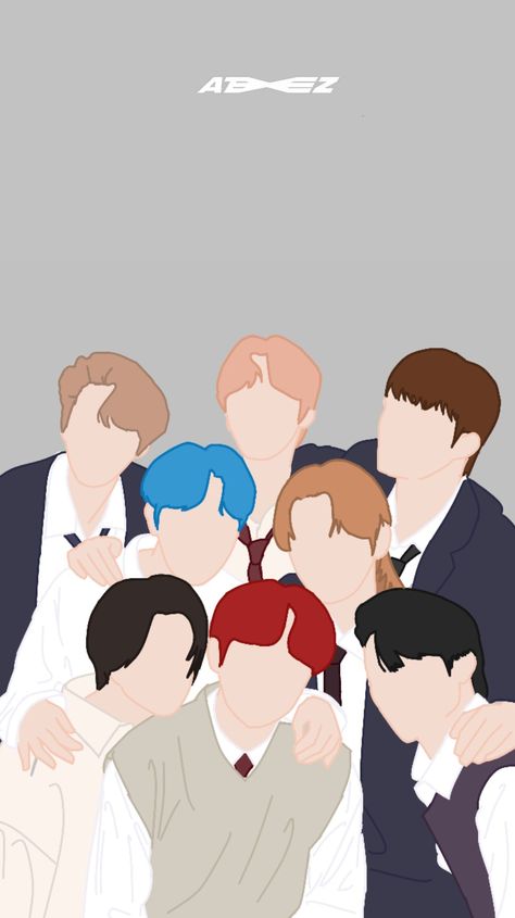 Ateez Outline Drawing, Ateez Crafts, Ateez Line Art, Subtle Wallpaper, Ateez Lockscreen, Bts Emoji, Faceless Portrait, Scrapbook Book, Kpop Drawings