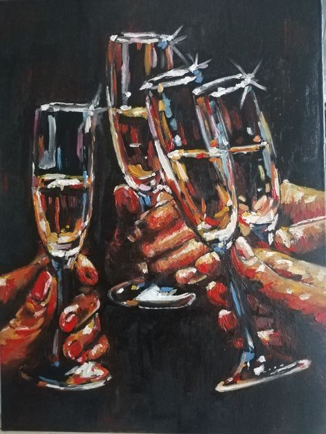 Wine Painting, Wine Glass Art, Edouard Manet, Modern Art Decor, Wine Art, Bar Art, A Level Art, Aesthetic Painting, Hand Painted Artwork