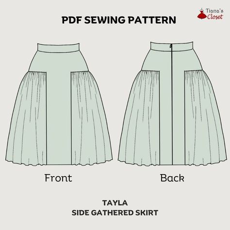 Full Skirt Sewing Pattern, Simple Sewing Patterns For Beginners, Free Skirt Sewing Pattern, Skirt Patterns Sewing Free, Gored Skirt Pattern, Sewing Patterns Plus Size, Gathered Skirt Pattern, Skirt Sewing Patterns, Sewing Pattern For Beginners