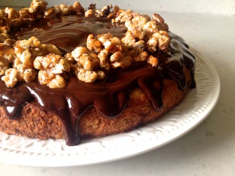 Walnut banana cake with chocolate ganache Grain Free Chocolate Cake, Foods That Contain Gluten, Chocolate Hazelnut Cake, Cake With Chocolate Ganache, Cake Stall, Gluten Free Chocolate Cake, Hazelnut Cake, Salted Caramel Chocolate, Gluten Free Cakes