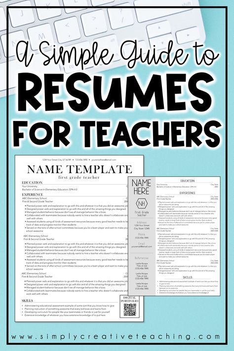 Teaching Resume Examples, Teacher Resume Template Free, Elementary Teacher Resume, Teacher Resumes, Teacher Portfolio, Teacher Resume Examples, Teaching Resume, Education Resume, Substitute Teaching