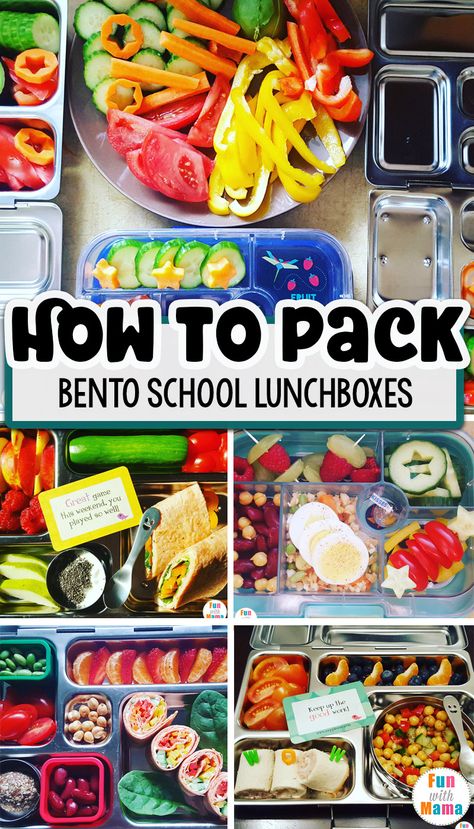 How To Pack Bento School Lunches Quickly via @funwithmama Vpk Lunch Ideas, School Lunch Boxes, Children Food, Kid Lunches, School Meals, Bento Lunches, School Lunch Ideas, Kids Lunches, Toddler Lunches