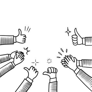 Hand Drawn sketch style of Human hands clapping ovation. applause, thumbs up gesture on doodle style. vector illustration. #AD , #Human, #hands, #clapping, #style, #Hand Thumbs Up Doodle, Doodle Human, Baby Sketch, Doodle Style, Hand Drawn Vector Illustrations, Brochure Layout, Sketch Style, Phone Theme, Human Hands