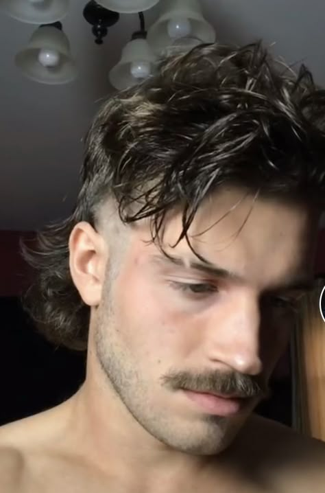 Cowboy Mullet Haircut, Mullet And Mustache Aesthetic Men, Mullet Mustache Combo, Mullet And Moustache, Mullet And Mustache Aesthetic, Mullet Aesthetic Men, Mullet Moustache, Men Mullet Haircut, Mullet With Beard