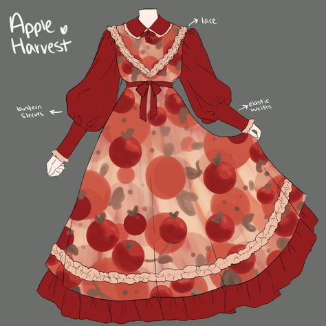 Demon Slayer Ocs, Harvest Dress, Fall Fruit, Vestidos Anime, Clothing Sketches, Dress Design Drawing, Clothing Design Sketches, Drawing Anime Clothes, Dress Design Sketches