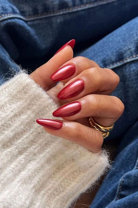 nail salon, nails, nail designs, christmas nails, nail designs 2023, acrylic nails, fall nails, nails french tip, gel nails, wedding nails, autumn nails, fall nails, winter nails, simple nails, christmas nails, white nails, short nails, glazed nails, glazed donut nails, hailey bieber nails Red Wedding Nails, Nail Theory, Red Chrome Nails, Chrome Manicure, Berry Nails, Gold Chrome Nails, Shellac Manicure, Milky Nails, Chrome Nails Designs