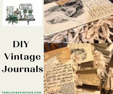 Learn how to make your own vintage journals! I give you the video tutorial, supply list, and step by step instructions for these beautiful DIY vintage journals! Diy Vintage Journal, Vintage Wedding Guest Book, Vintage Journals, Diy Crafts Vintage, Vintage Vignettes, Diy Vintage Decor, Vintage Wedding Theme, Supply List, Vintage Journal