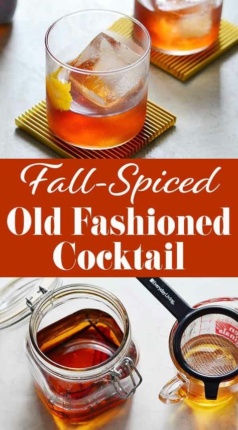 Spiced Old Fashioned Cocktail, Fall Old Fashioned Cocktail, Cinnamon Old Fashioned, Spiced Old Fashioned, Spiked Punch, Infused Bourbon, Yum Drinks, Infused Drinks, Bourbon Old Fashioned