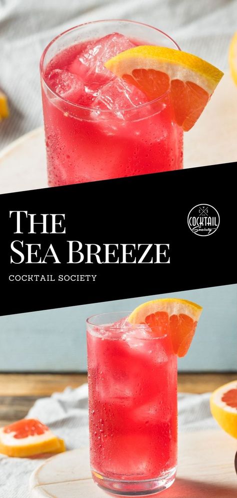 The Sea Breeze cocktail is one of the most iconic drinks from the 90s. But on taking a closer look, you realize the drink based on Vodka and cranberry juice is most likely a lot older. #SeaBreeze #SeaBreezeCocktail #CranberryCocktail #Cocktail #Cocktailrecipe #Vodka #VodkaCocktail #BestCocktails Vodka And Cranberry Juice, Seabreeze Cocktail, Sea Breeze Cocktail, Grapefruit Vodka, Mimosa Recipe, Moonshine Recipes, Cranberry Cocktail, Refreshing Summer Cocktails, Boozy Desserts