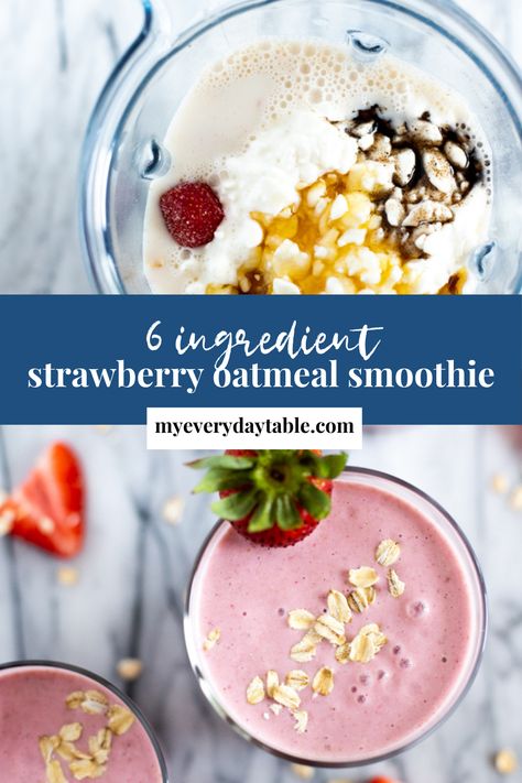 Strawberry Oat Smoothie, Strawberries And Cream Smoothie, Strawberry Oatmeal Smoothie, Strawberries And Cream Oatmeal, Cottage Cheese Smoothie, Freezer Smoothie Packs, Oatmeal Granola, Freezer Smoothies, Berry Oatmeal