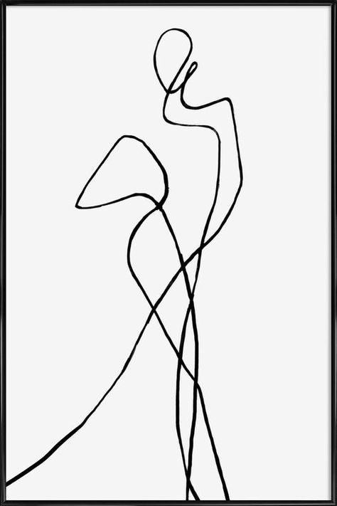 Portofino as Poster in Standard Frame by Peytil | JUNIQE Chirstmas Decor, Contemporary Portrait, One Line Art, Abstract Line Art, Abstract Faces, Black And White Aesthetic, Traditional Paintings, Minimal Art, Line Art Drawings