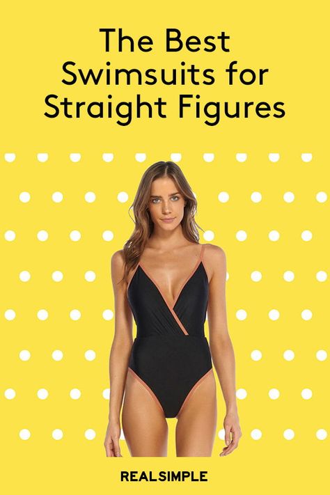 The Best Swimsuits for Every Body Type: Straight Figure | Narrower figures need not worry about balancing proportions, and can wear nearly anything they want. But if it’s curves you’re after, consider adding dimensional details like cut-outs, shirring, and bold prints to create the illusion of a more hourglass shape.  #swimsuits #womensfashion #swimwear #summer #realsimple Swimsuits For Petite Women, Rectangle Body Shape Swimwear, Body Shaping Swimwear, Shaping Swimwear, Swimsuit For Body Type, Rectangle Body Shape, Flattering Swimwear, Narrow Hips, Best Swimsuits