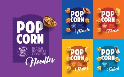 Ravi Namkeen – Popcorn – Packaging Of The World Colorful Packaging Ideas, Packaging Of The World, Patterned Packaging, Product Post, Popcorn Ads, Popcorn Logo Design, Snack Packaging, Popcorn Advertising Design, Popcorn Package Design