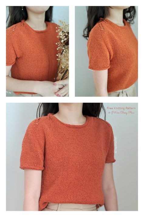 Picnic Folks Top Tee Free Knitting Pattern Knitting Tee Pattern Free, Tshirt Knitting Patterns Free, Knitted Tees Free Pattern, Knit Tee Shirt Pattern Free, Knit Shirt Pattern Free, Short Sleeve Sweater Pattern, Knitted Tshirt Pattern, Knit Shirt Pattern, Tee Knitting Pattern