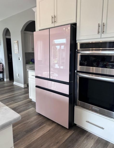 Pink Kitchen Appliances, Pink Refrigerator, Pink Fridge, Rooms Decoration, Samsung Fridge, Girly Apartments, Dream Life House, Dream Apartment Decor, Future Apartment Decor