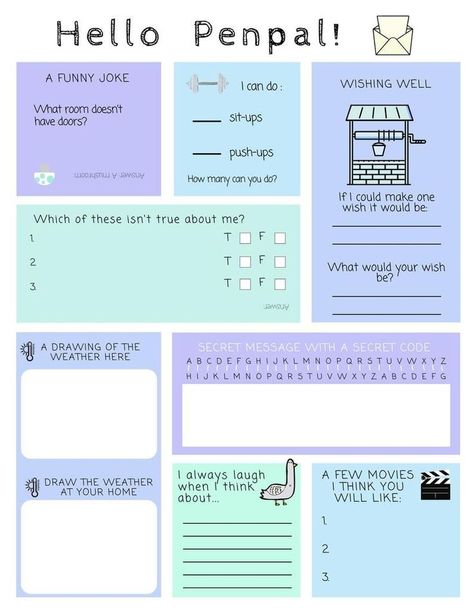 Penpal Templates, Pen Pal Template, Pen Pal Letter Template, Penpal Printables, Pen Pal Letters Aesthetic, Pen Pal Ideas, Letter Template For Kids, Mail Inspiration, Penpal Ideas