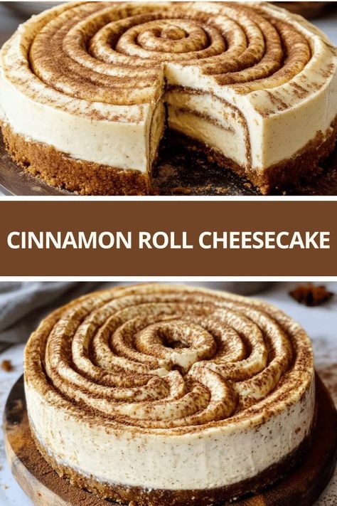 Cinnamon Roll Cheesecake Recipe Cheesecake Recipes Cool Whip, Cheesecake Recipes Cinnamon Roll, Cool Whip Cream Cheese Cheesecake, Cinnamon Honeybun Cheesecake, Thanksgiving Cheese Cakes Recipes, Cinnamon Roll Hunny Bun Cheesecake, New Cheesecake Recipes, Honeybun Cinnamon Roll Cheesecake, Cheesecake Baked Recipes