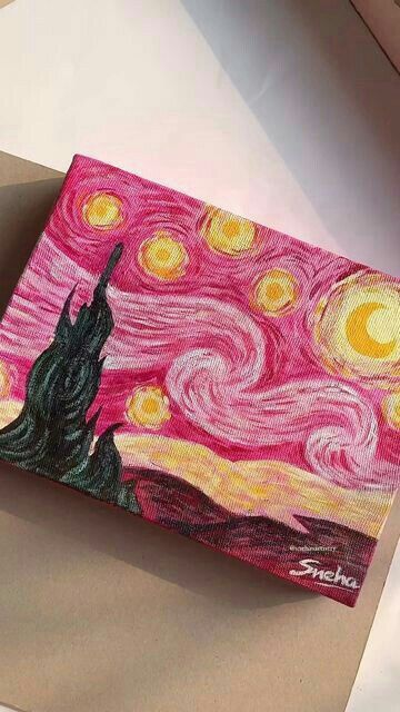 Painting With One Color Only, Stary Nights Paintings, Disney Paintings On Canvas, Painting Inspo Aesthetic, Expressive Drawing, Painting Mood, Canvas Art Painting Abstract, Canvas Art Painting Acrylic, Creative School Project Ideas