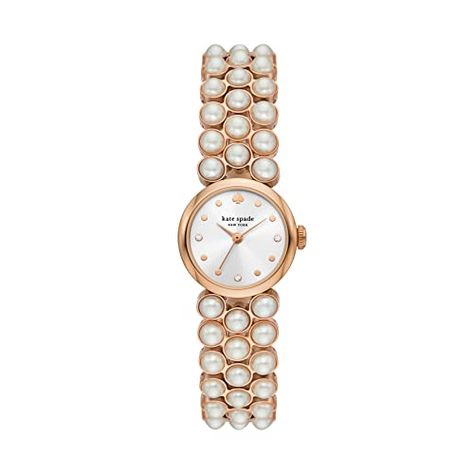 Kate Spade New York Women's Monroe Quartz Stainless Steel Jewelry Dress Watch Black And Gold Watch, Kate Spade Watch, Jewelry Dress, Faux Pearl Bracelet, Watches Women Leather, Pearl Rose, Dot Markers, Rose Tone, Rose Gold Watches