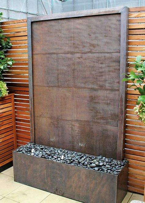 DIY Water Wall Outdoor Wall Fountains, Water Wall Fountain, Glass Waterfall, Outdoor Living Space Design, Water Feature Wall, Garden Water Fountains, Indoor Water Fountains, Waterfall Wall, Backyard Water Feature