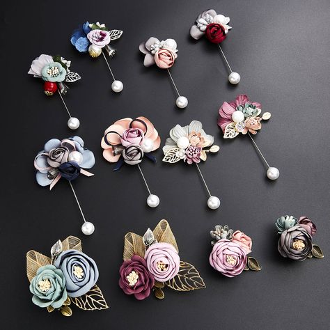 Wedding Coat, Fabric Flower Brooch, Cloth Flowers, Dress Shirts For Women, Pearl Flower, Flower Pins, Vintage Pins, Flower Fashion, Handmade Wedding