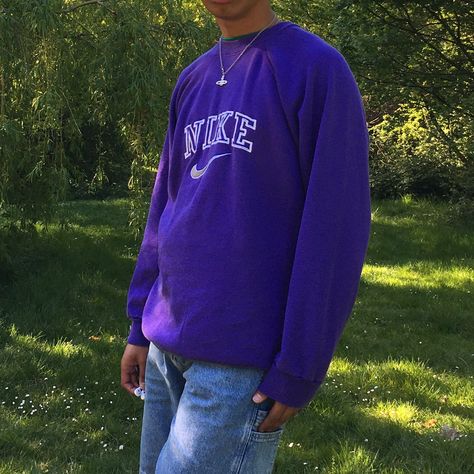 Purple Sweater Outfit, Sweater Outfit, Purple Sweater, Quarter Zip, Sweater Outfits, Fashion Inspo, Athletic Jacket, Mens Outfits, Nike