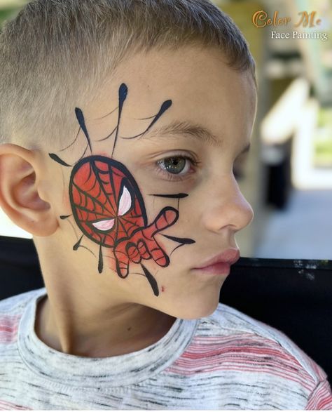 Spider Man Face Paint Easy, Easy Spiderman Face Paint, Spiderman Face Paint, Spider Man Face Paint, Spider Face Painting, Easter Face Paint, Superhero Face Painting, Spider Man Face, Easy Face Painting Designs