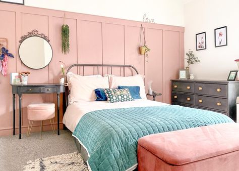 Pink Panelling, Dusky Pink Bedroom, Blush Bedroom, Boys Bedroom Furniture, Pink Victorian, Life On A Budget, Bedroom Bliss, Pink Bedrooms, Bedroom Panel