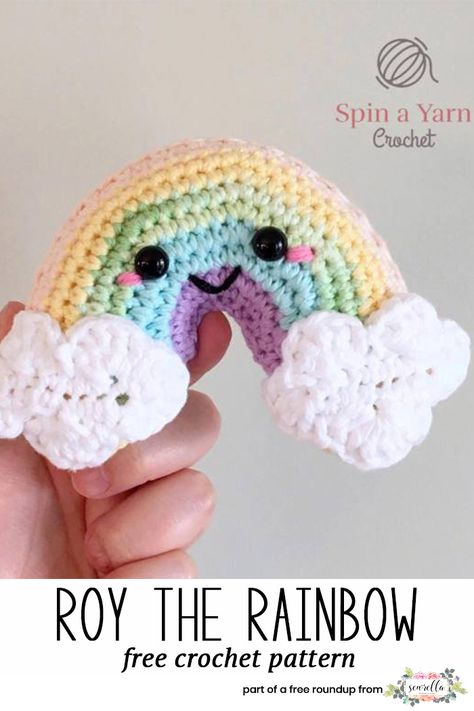 Get the free crochet pattern for this roy the rainbow amigurumi ragdoll toy rattle from Spin a Yarn Crochet featured in my gender neutral rainbow baby FREE pattern roundup! Crochet Mobile, Crochet Unicorn, Rainbow Crochet, Haken Baby, Baby Projects, Baby Crochet, Rainbow Pattern, Rainbow Baby, Crochet Gifts