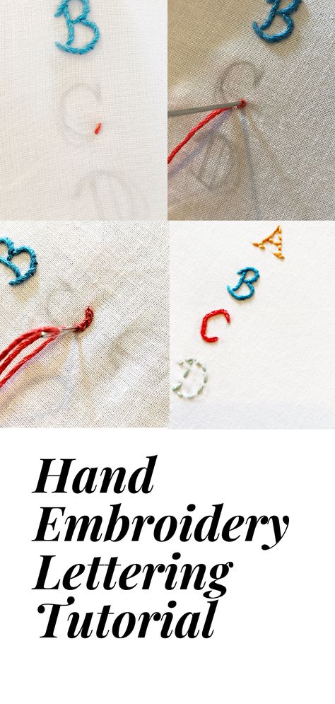 Best Embroidery Stitch For Lettering, How To Hand Embroidery Letters, Alphabet Embroidery Patterns Letters, Embroider Letters, Letter Tutorial, How To Embroider Letters, Hand Embroidery Letters, Embroidery Lettering, Bee Embroidery Design