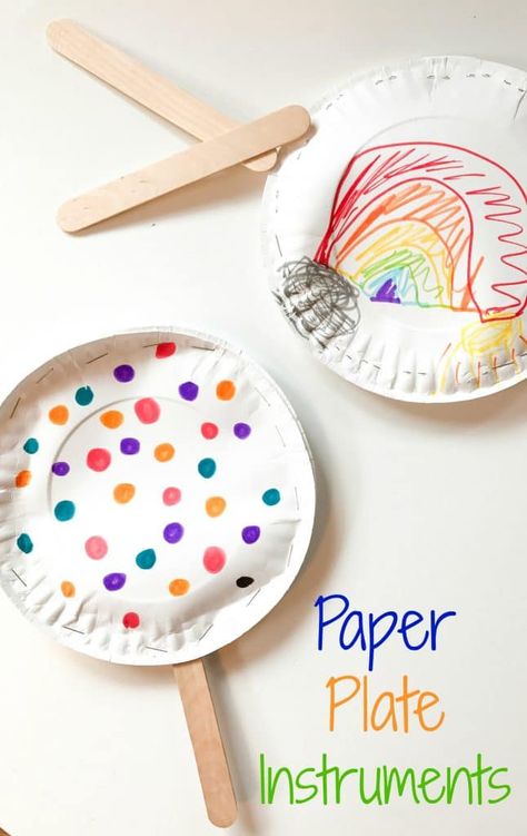 Easy Paper Plate Instruments: A Fun Rainy Day Activity for Kids Maracas Craft, Music Crafts Preschool, Children's Day Activities, Plate Crafts For Kids, Drum Craft, Fun Rainy Day Activities, Instrument Craft, Rainy Day Activities For Kids, Rainy Day Activity