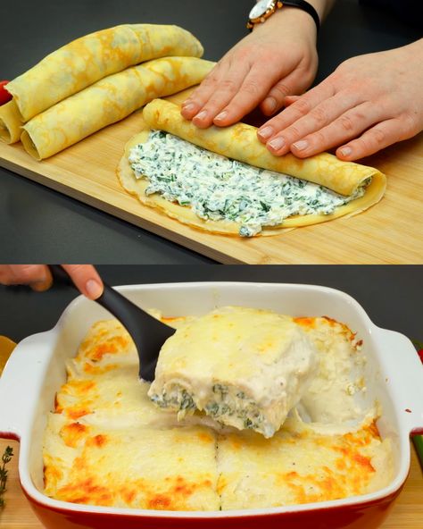 These savory spinach and cream cheese pancakes are a delightful twist on traditional pancakes, offering a perfect blend of flavors and textures. The creamy filling combined with a rich béchamel ... Read more Spinach Filling, Cream Cheese Spinach, Cream Cheese Pancakes, Cheese Spinach, Cheese Pancakes, Bechamel Sauce, Spinach, Cream Cheese, Pancakes