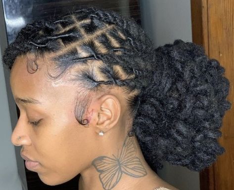 Dreadlock Ponytail Black Women, Dreadlock Birthday Hairstyles, 2 Ponytails With Locs, Loc Styles Low Ponytail, Two Bun Loc Style, Hoco Loc Hairstyles, Low Bun Locs Hairstyles, Loc Hairstyles Bun, Hairstyle For Dreadlocks