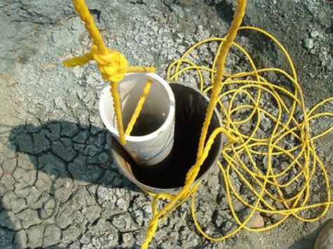 How To Make A Bailer Bucket - use it to draw water from your well... #diy #homesteading Diy Homesteading, Draw Water, Water Well Drilling, Natural Spring Water, Well Drilling, Water Drawing, Water Bucket, Diy Water, Well Pump