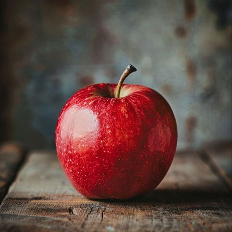 Download 'Fresh Red Apple' - A single fresh red apple sits on a wooden table, highlighting its natural and ripe beauty. - a stunning, high-resolution, royalty-free image from StockCake. AI-generated photos for any projects - perfect for enhancing your creative works. Apple Photography Creative, Free To Use Images Stock Photos, Apples Reference, Apple Reference Photo, Apple Fruit Photography, Apple Still Life Photography, Fruit Photography Ideas, Object Reference Photos, Fruit Reference Photo