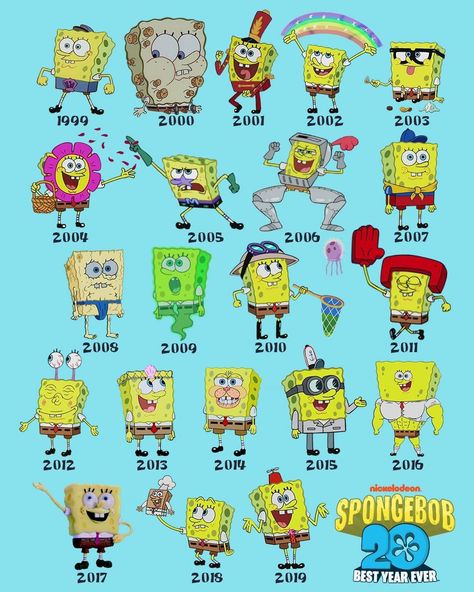 SpongeBob SquarePants on Instagram: “#SpongeBob 1999 through 2019” Imagination Spongebob, Spongebob Pics, Spongebob Cartoon, Spongebob Drawings, Spongebob Wallpaper, Avengers Endgame, Horror Music, How Old, Western Movies